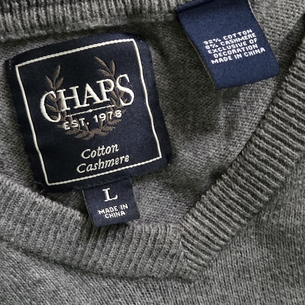 Gray Cotton Cashmere Blend Men's Sweater
